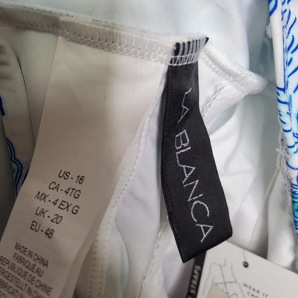 NWT LA BLANCA Santorini Multi Strap Cross Back One Piece Swimsuit Strappy Sz 16 - Picture 10 of 10